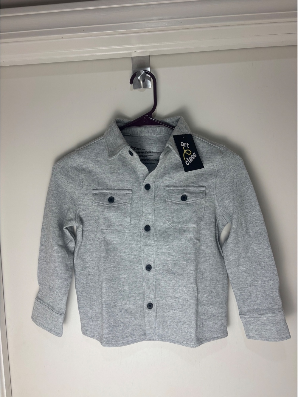 Art Class Boys XS 4/5 Heather Gray Button Front Shirt Jacket NWT